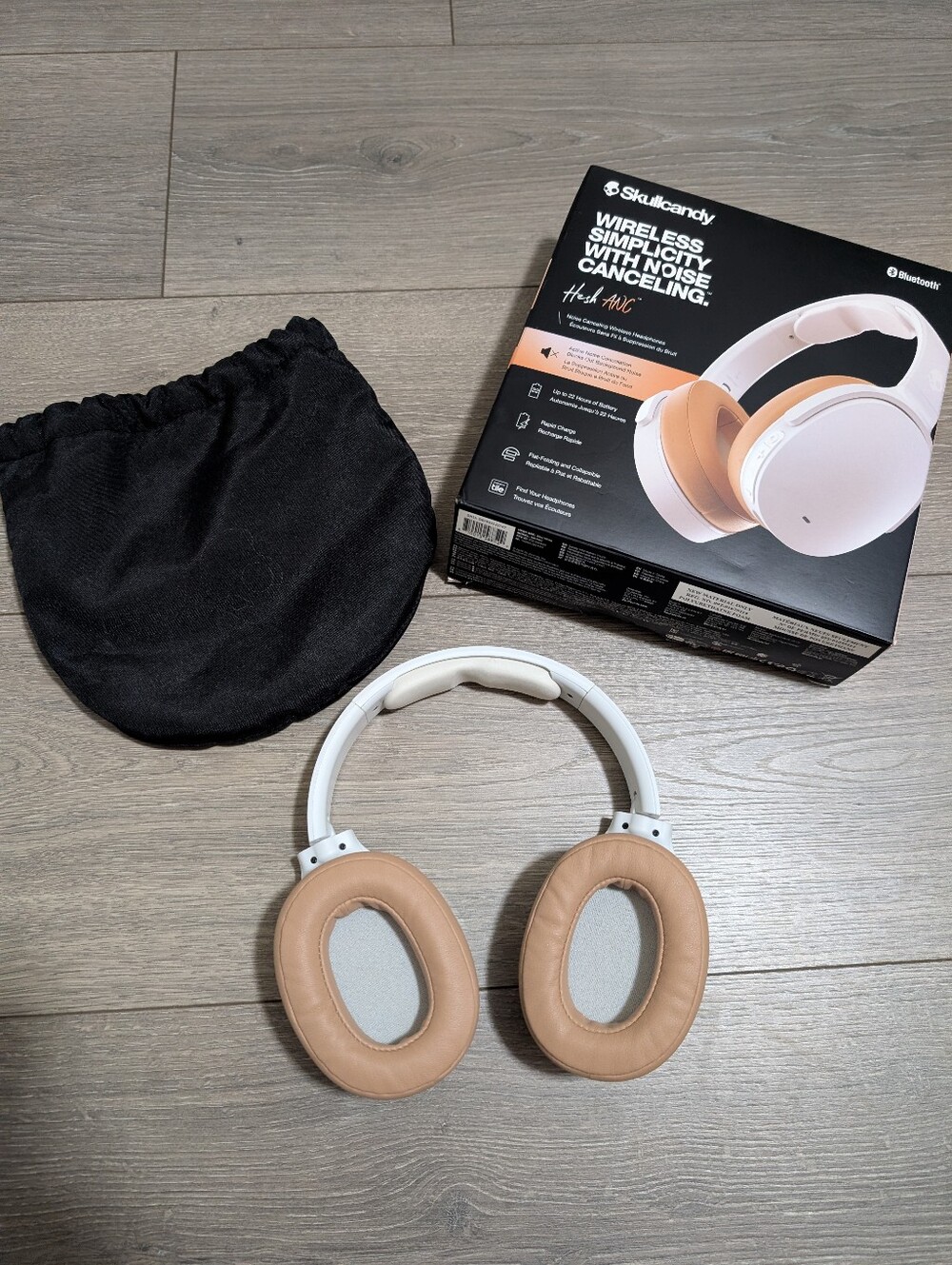 EUC•Skullcandy Hesh ANC Wireless Noise-Canceling Headphones White & Tan w/Pouch